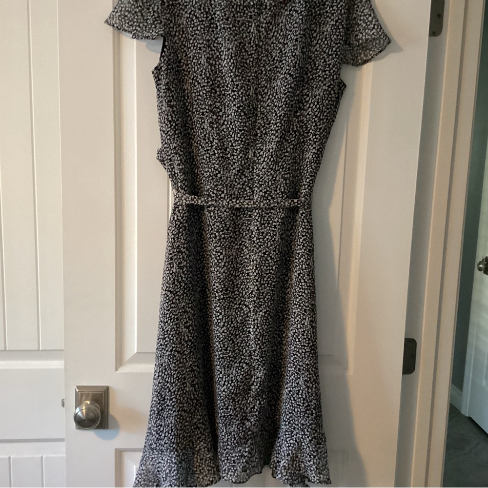 Danny and Nicole Elegant Black and White Wrap Dress - Picture 2 of 3